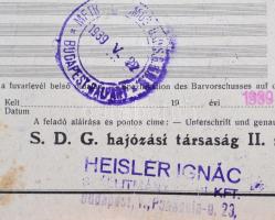 1939 DGT fuvarlevél / Bill of freight Budapest - Dunaföldvár