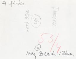 1966 Nagy Zoltán (Róma): A fűrész, aláírt vintage fotóművészeti alkotás, 22x18 cm