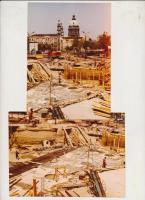 cc 1974 Budapest, színes képek a Deák téri nagy gödörről, ahol a gyalogos aluljárót építették, Karai...