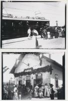 cca 1940 Szada, fontos vendéget várnak a szadai vasútállomáson, 5 db korabeli üveglemez negatívról k...