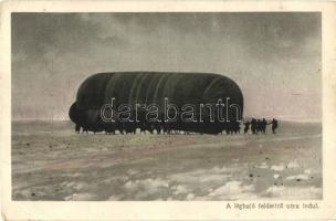 Léghajó felderítő útra indul; Az Érdekes Újság kiadása / WWI HUngarian military, airship (EK)