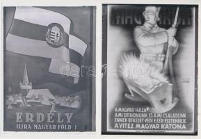 cca 1940 Háborús propaganda plakátok fotói, 6 db korabeli üveglemez negatívról készült mai modern nagyítások, 13x18 cm