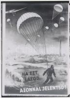 cca 1940 Háborús propaganda plakátok fotói, 6 db korabeli üveglemez negatívról készült mai modern na...