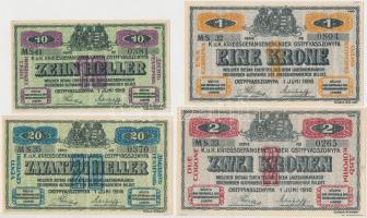 Ostffyasszonyfa / hadifogolytábor 1916. június 1. 10f + 20f + 1K + 2K arab sorozat és sorszámmal T:I...