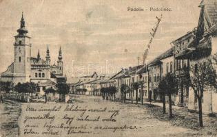 Podolin, Podolinec; utca, templom / street, church (b)