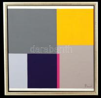 Dévényi János (1956- ): Sárga négyzet, akril, vászon, jelzett, fa keretben, 40×40 cm
