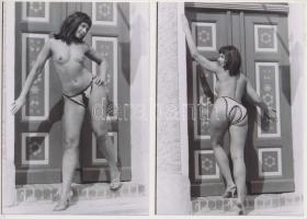 cca 1975 Praktikus kis semmiségben, 6 db finoman erotikus fénykép, 13x9 cm /
cca 1975 6 erotic phot...