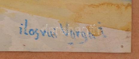 Ilosvai jelzéssel: Házak. Akvarell, papír, üvegezett keretben, 26×37 cm