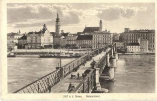 Linz an der Donau, Donaubrücke / bridge, barge