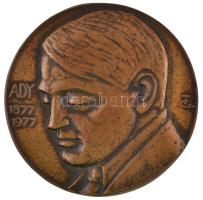 Tőrös Gábor (1934-) DN "Ady Endre születésének 100. évfordulója" egyoldalas öntött Br plakett, hátlapon ragasztónyom (117mm) T:2