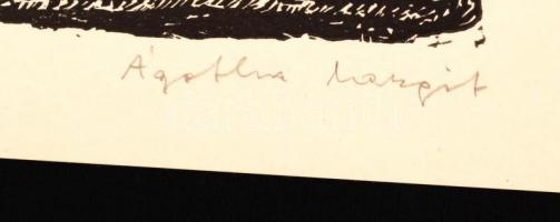 Ágotha Margit (1938- ): Különös és utánozhatatlan bohócok, kiállítás meghívó 1970, linó, papír, jelz...