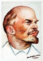 Sostarics Lajos (1896-1968): Andrejev után: Lenin, akvarell, papír, jelzett, 17×12 cm