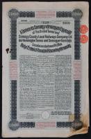 Budapest 1911. "Budapest Székesfőváros" kötelezvénye 400K-ról szelvényekkel + 1913. 400K &...