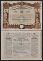 Budapest 1906. Pesti Hazai Első Takarékpénztár-Egyesület nyeremény-kötvénye 100K-ról + 1906. A Magyar Jelzálog-Hitelbank Konverzionális Nyeremény-Kötvény A és B részkötvénye 100K-ról, egy ívben, szárazpecséttel T:II,II-