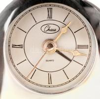 Boca Chass asztali krómozott fém-fa ébresztőóra, saját dobozában, működik