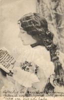 6 db RÉGI motívum képeslap, hölgyek, 1 lithoval / 6 old motive postcards, ladies, with 1 litho