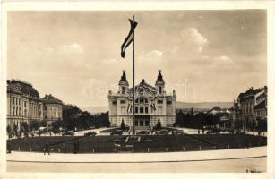 Kolozsvár, Cluj; Hitler Adolf tér, színház / square, theatre (EK)