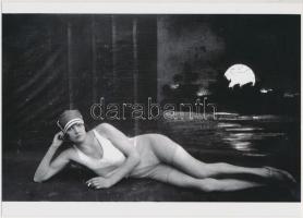 cca 1940 Csongrád, vízparti illúziók Hajdú János csongrádi fényképész üveglemezre festett hátterei e...