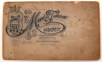 cca 1900 Esküvői fénykép, keményhátú kabinetfotó Mai Manó műterméből, hibás,21x13cm