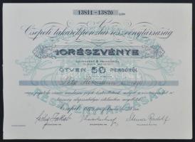 Csepel 1939. "Csepeli Takarékpénztár Részvénytársaság" 10 részvénye összesen 50P-ről T:I