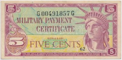 Amerikai Egyesült Államok / Katonai kiadás 1961-1964. 5c T:III USA / Military Payment Certificate 1961-1964. 5 Cents C:F