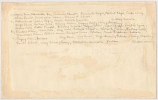 1926 Pomáz, Műkedvelő társulat előadás utáni csoportképe, a hátoldalon minden szereplő azonosítva, h...