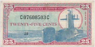 Amerikai Egyesült Államok / Katonai kiadás 1969-1970. 25c T:III USA / Military Payment Certificate 1969-1970. 25 Cents C:F