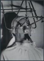 cca 1935 Szendrő István futurisztikus, korabeli vintage alkotásáról készült mai, modern műtárgymásolat, 18x13 cm