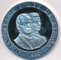 Spanyolország 1990. 2000P Ag "1992 Olimpia - Futball játékos" eredeti fa díszdobozban, tan...