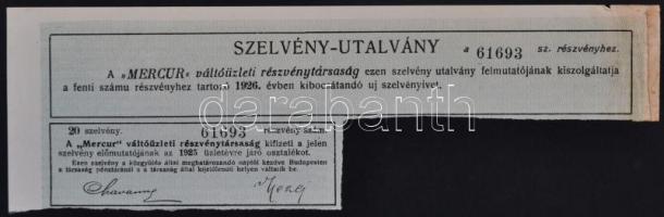 Budapest 1917. "Mercur Váltóüzleti Részvénytársaság" részvénye 200K-ról bélyegzésekkel, sz...