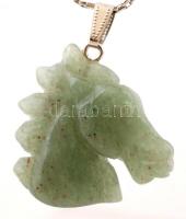 Ezüst(Ag) nyaklánc, jelzett, lófej alakú jáde medállal, nettó: 6,8 g