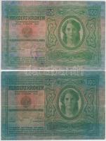 1912. 100K piros "MAGYARORSZÁG" körbélyegzővel + 100K "Bács-Bodrog....Főszolgabírája&...