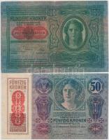 1912. 100K + 1913. 20K + 1914. 50K + 1915. 10K mindegyik piros "Deutschösterreich" felülbé...