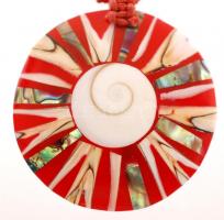 Piros paua kagyló mozaik függő láncon