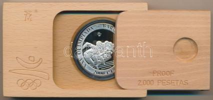 Spanyolország 1992. 2000P Ag "1992 Olimpia - Sprintelők" eredeti fa díszdobozban, tanúsítv...