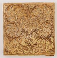 Zománcba foglalt porcelán fedeles, aranyozott ezüst (Ag.) tartó, gillosált, benne tükörrel, jelzett,...