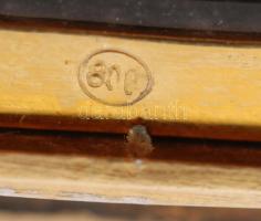 Zománcba foglalt porcelán fedeles, aranyozott ezüst (Ag.) tartó, gillosált, benne tükörrel, jelzett,...