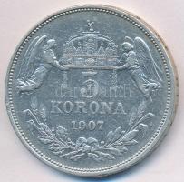 1907KB 5K Ag "Ferenc József" T:2-,3 karc, apró ph