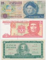 Vegyes: Bahamák 1974. 1$ + Kuba 1985. 5P + 2004. 3P T:III-,III,I Mixed: Bahamas 1974. 1 Dollar + Cuba 1985. 5 Pesos + 2004. 3 Pesos C:VG,F,UNC