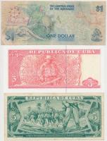 Vegyes: Bahamák 1974. 1$ + Kuba 1985. 5P + 2004. 3P T:III-,III,I
Mixed: Bahamas 1974. 1 Dollar + Cu...