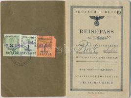 1939 Innsbruck, Deutsches Reich fényképes útlevél, sok bélyegzővel / 1939 Innsbruck, Deutsches Reich passport