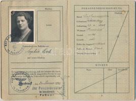 1939 Innsbruck, Deutsches Reich fényképes útlevél, sok bélyegzővel /
1939 Innsbruck, Deutsches Reic...