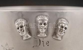 1900 Ezüst (Ag.) születésnapi ajándék pohár, monogrammal, német felirattal, jelzett, d: 7 cm, nettó ...