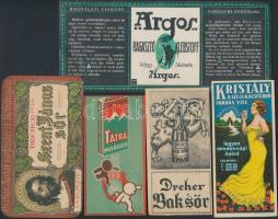 11 db régi számolócédula(Argos, Kristály víz, Dreher, Tátra mosószer, Szent János sör, Franck kávé, ...