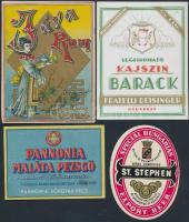 4 db régi italcímke(St. Stephen, Jáva rum, Pannonia Maláta Pezsgő, Frastelli Deisinger)