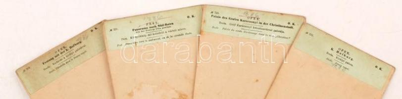 cca 1860 4 db panorámafotó érdekes városképekkel. Budai vár, Karácsonyi palota... Összesen 4 db. / c...