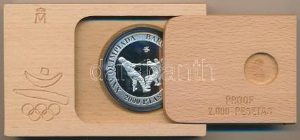 Spanyolország 1992. 2000P Ag "1992 Olimpia - Kötélhúzás" eredeti fa díszdobozban, tanúsítv...