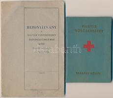 1958, 1973 A Magyar Vöröskereszt tanfolyamának elvégzéséről szóló bizonyítvány és tagsági könyv