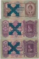 1930. 100P (5x) 3db "*E" + 2db hamis nyilaskeresztes ráfestéssel + 1932. 50P hamis nyilaskeresztes ráfestéssel + 1941. 20P hamis nyilaskeresztes ráfestéssel (fake arrow cross on the banknotes) T:II (csak a 20P),III