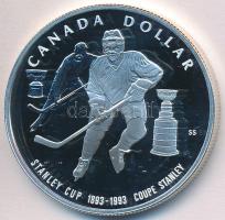 Kanada 1993. 1$ Ag "Stanley-kupa jégkorong" eredeti dísztokban tanúsítvánnyal T:PP Canada 1993. 1 Dollar Ag "Stanley Cup hockey" in original case with certificate C:PP